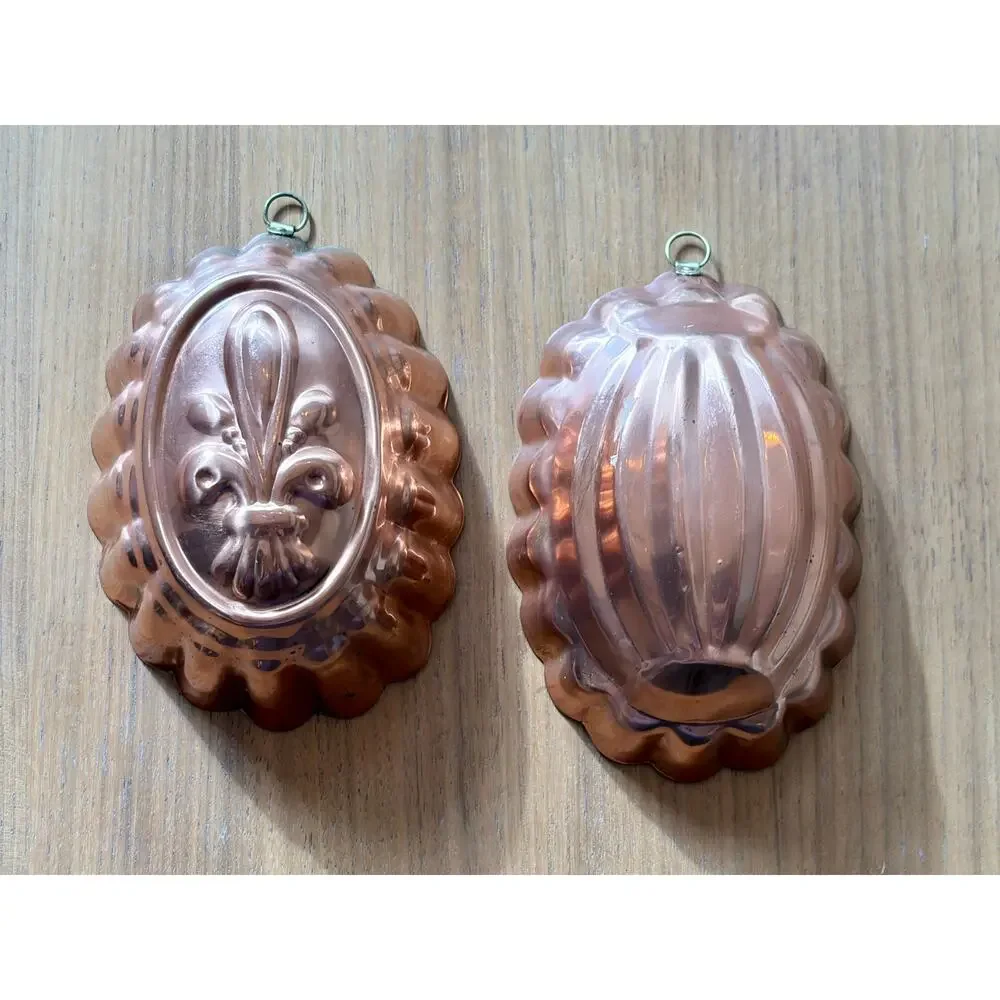 Vintage Copper Cake Tins Retro Mold Set Tagus Portugal Kitchen Mold Wall Decor